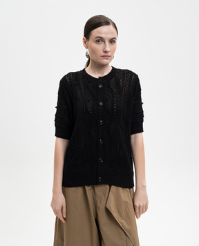 Y`S Yamamoto Black cardigan with short sleeves YQK63045