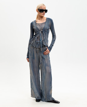 Masnada Blue blouse with silk 8091