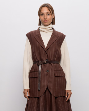 Brunello Cucinelli Brown striped wool vest MG5547258P