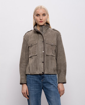 Brunello Cucinelli Khaki suede jacket MPCAI7787
