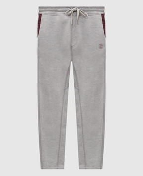 Brunello Cucinelli Grey melange sweatpants with logo print MM8433102G