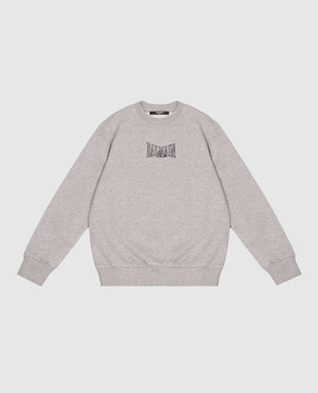Balmain Children's gray sweatshirt with logo embroidery BZ4H30Z31881214