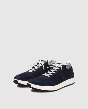Kiton Blue combination sneakers with monogram USSA031N01217