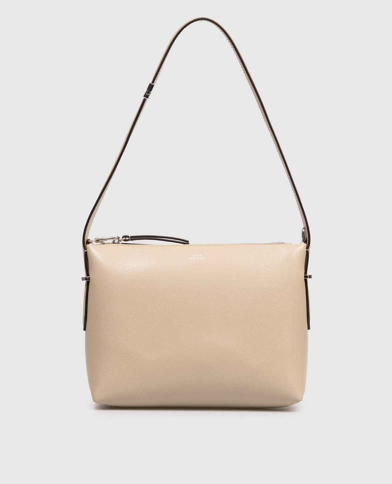 Beige Bevel leather bag with logo print