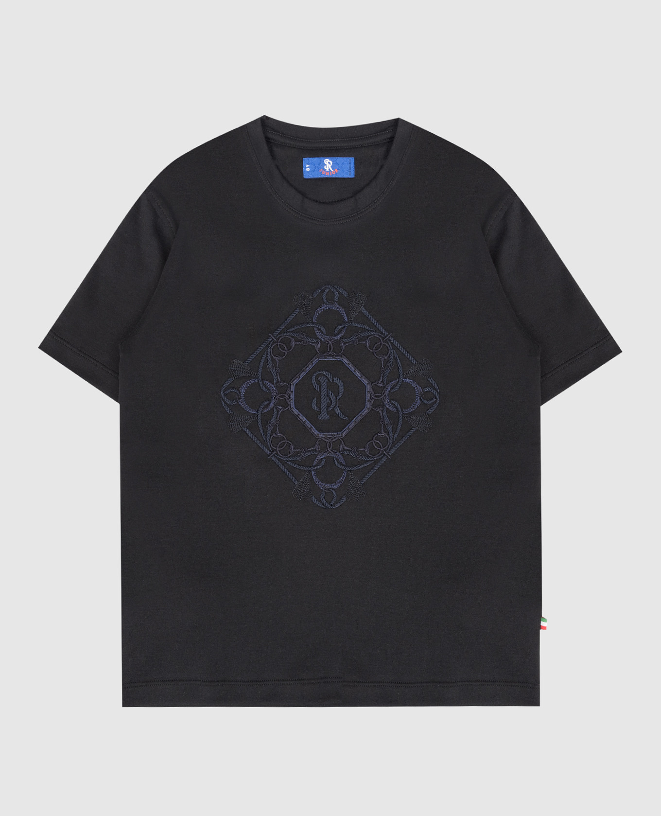

Children's black T-shirt with embroidered monogram logo Stefano Ricci