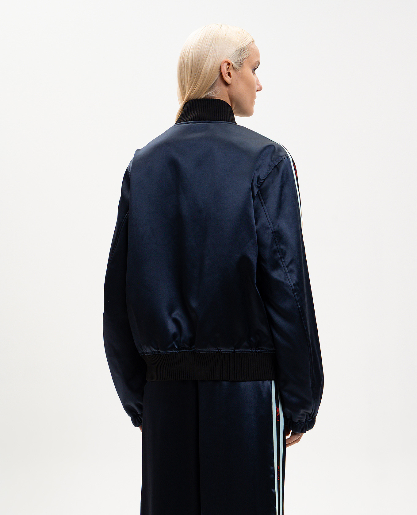 

Blue bomber jacket with branded ribbon Off-White