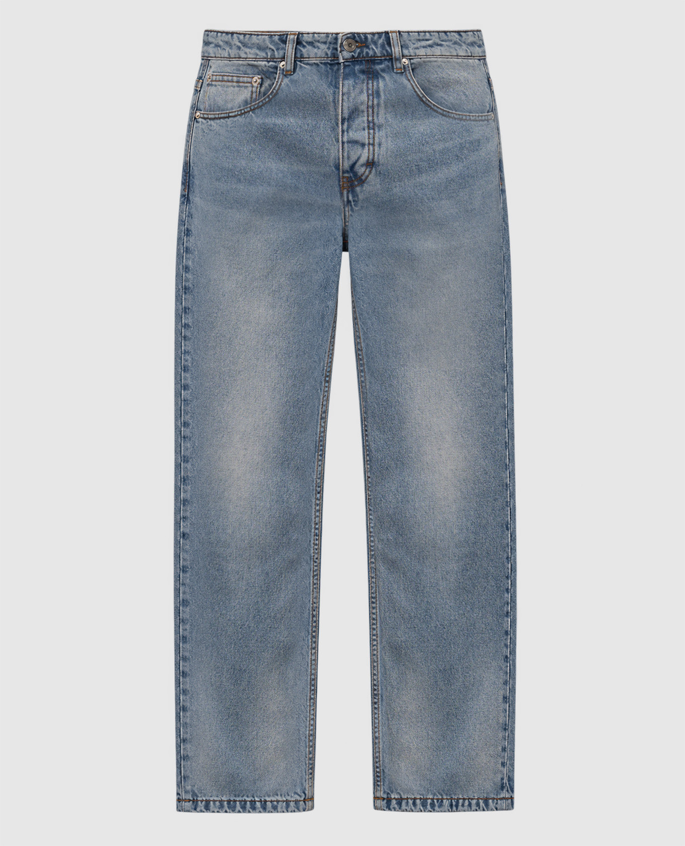 Jeans blu con patch logo