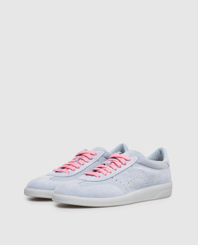 Santoni Blue suede sneakers with perforations WBPL61340CIETKSN