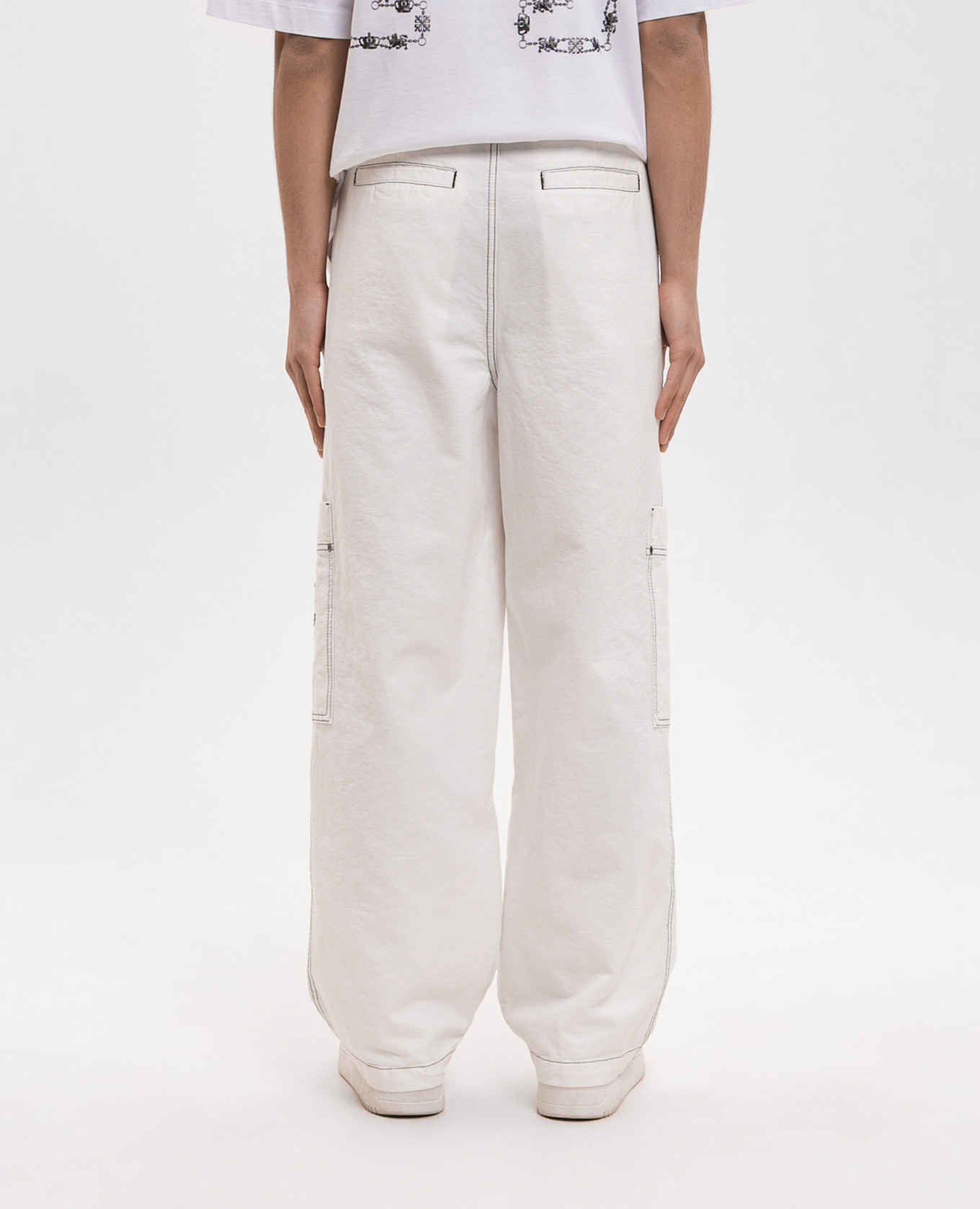 White cargo pants with logo embroidery Off-White 4