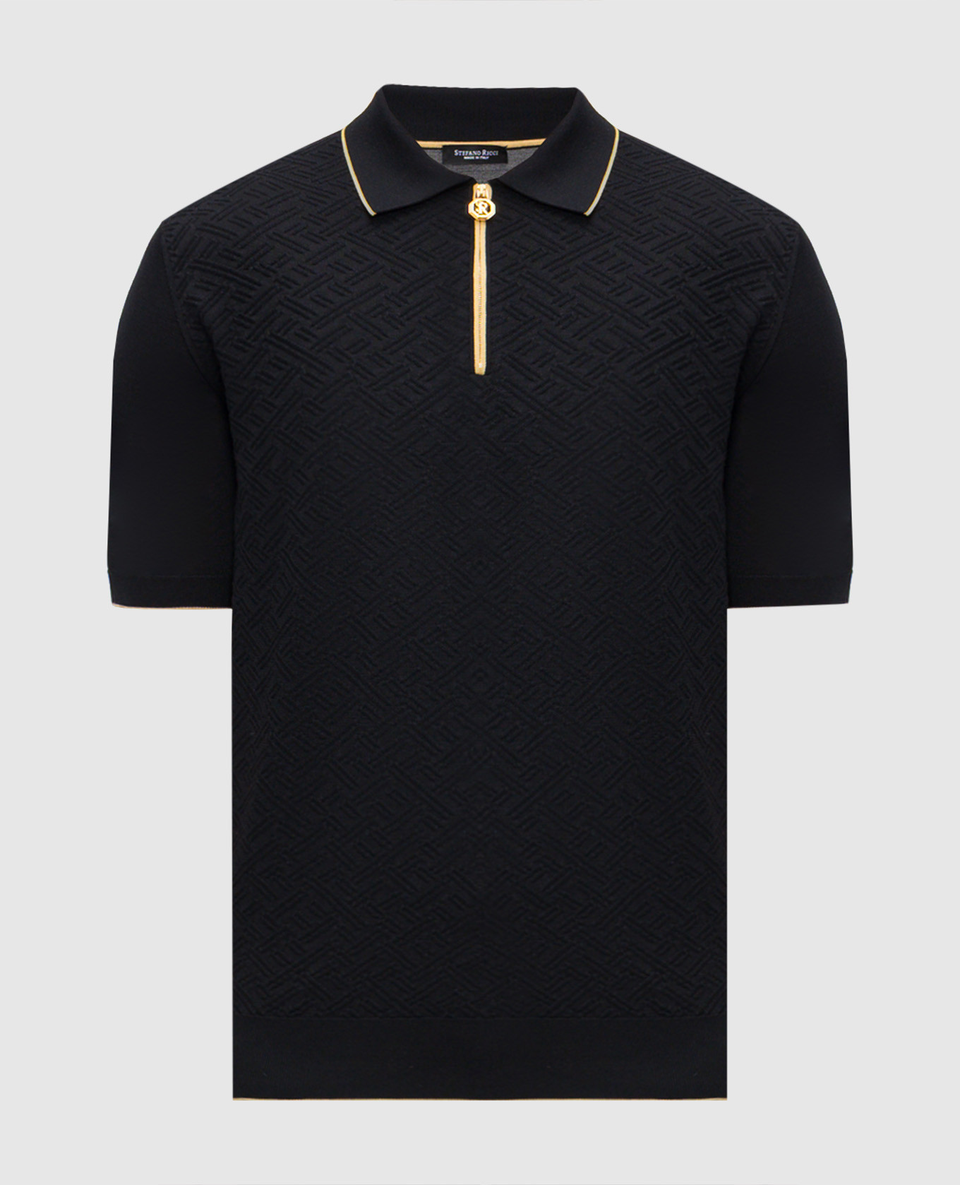Black silk polo shirt