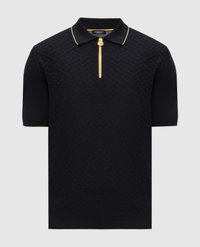 Stefano Ricci Black silk polo shirt K616452P31F26117