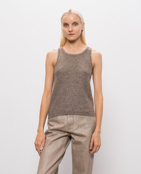 Allude Brown cashmere and silk top 26577112