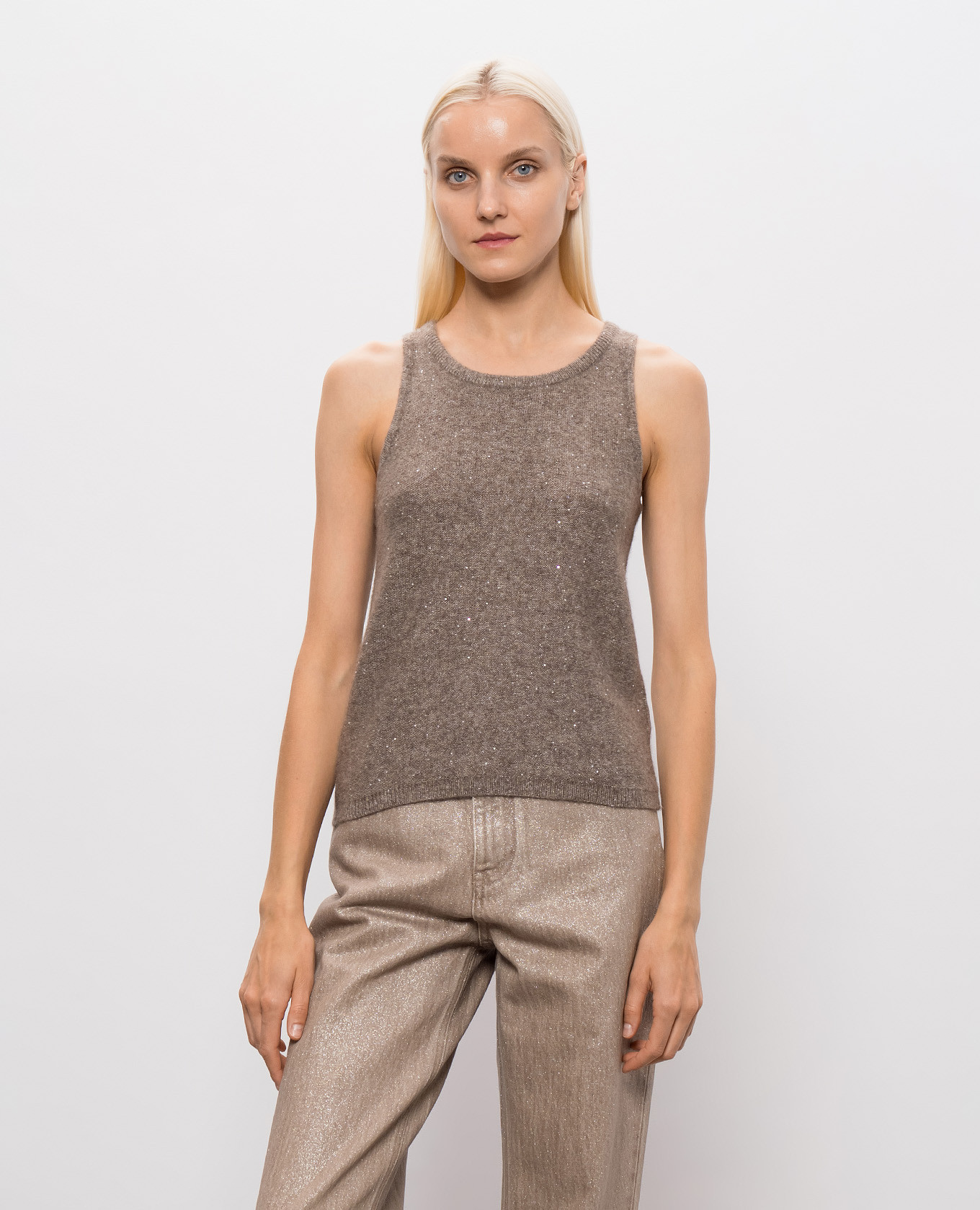 Brown cashmere and silk top Allude 3