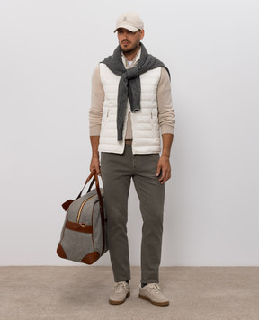 Brunello Cucinelli Khaki jeans with embroidered logo M277PD3210