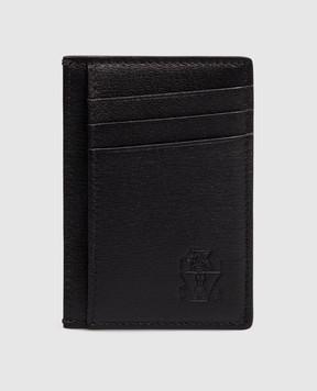 Brunello Cucinelli Black leather cardholder with logo embossing MWRLBU435