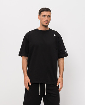 Comme des Fuckdown Black T-shirt with embroidered emblem FMS6CFABM01981