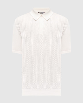 Canali White polo shirt with a pattern MK02463C1177