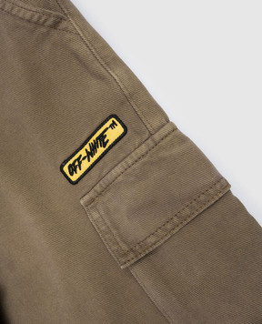 Off-White Children's khaki jeans with logo patch 44BCF008S26F001