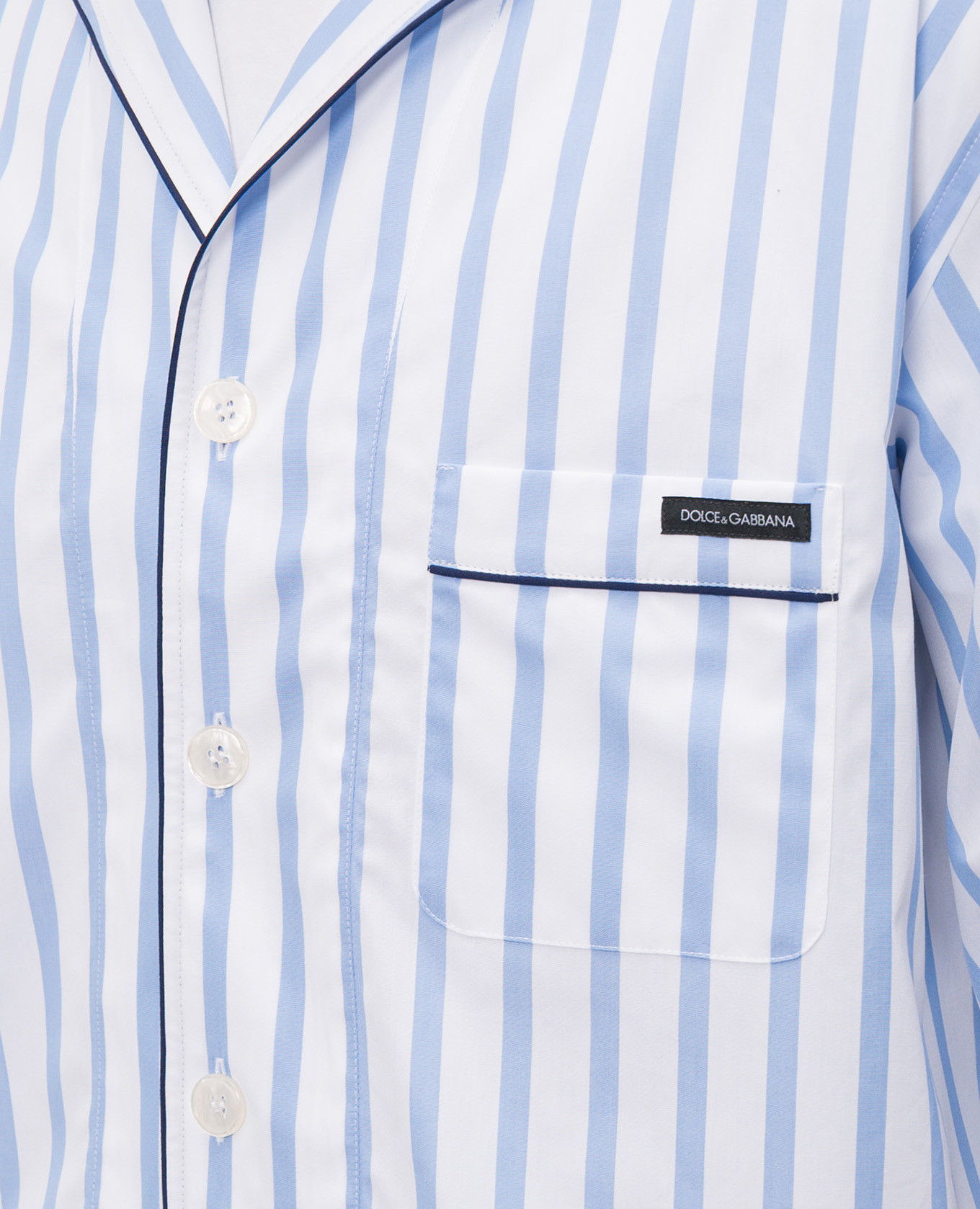 

White striped pajama shirt with logo patch Dolce&Gabbana