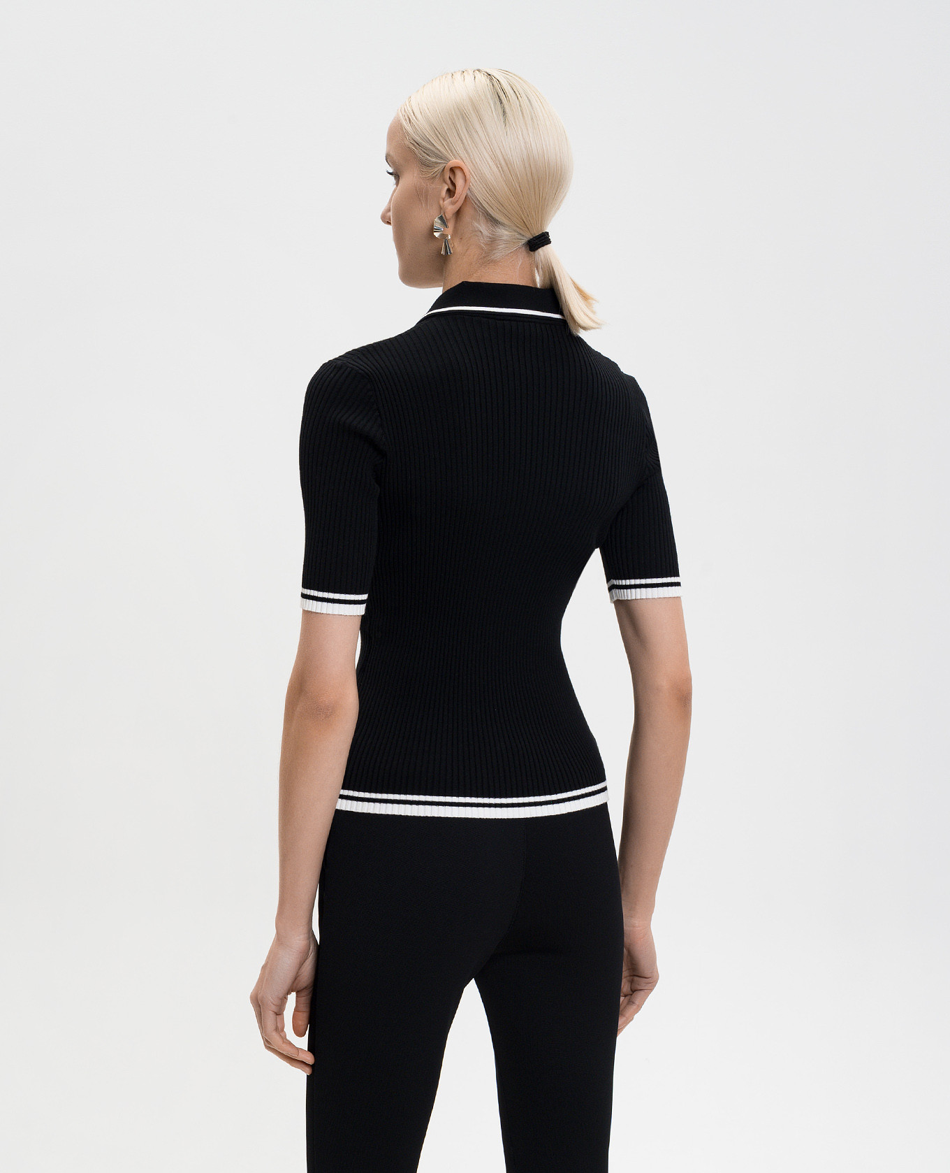 

Black ribbed polo with logo Off-White