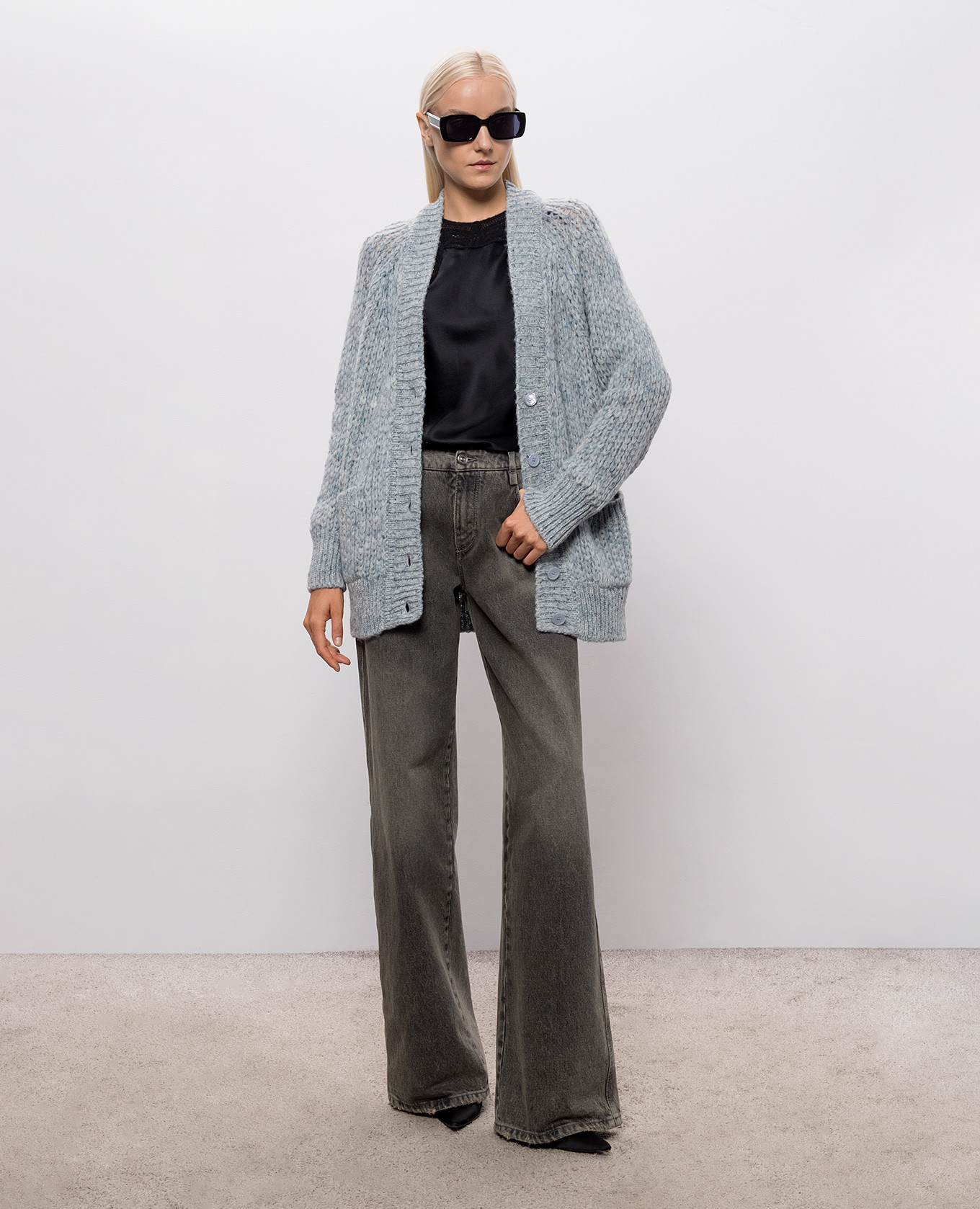 Blue alpaca wool cardigan Ermanno Scervino Life 2