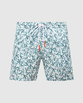 ISAIA Green printed swim shorts COSI19BW257