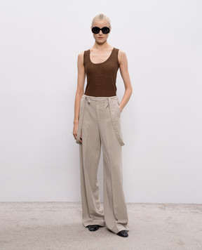 Dondup Gray linen pants DP842CF0197DBM5