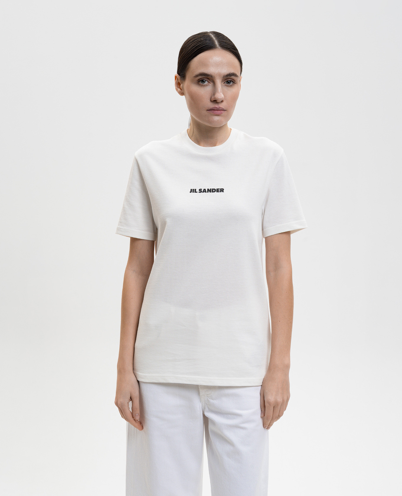 

White T-shirt with contrast logo print Jil Sander