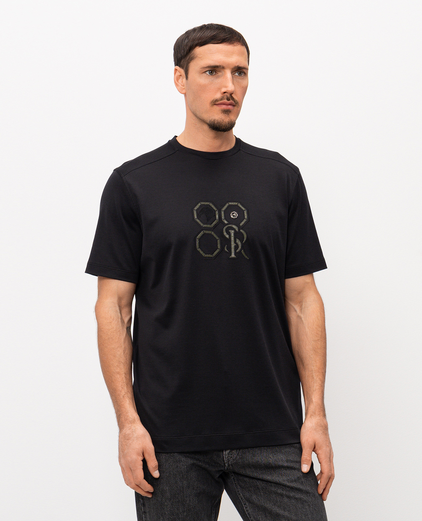 

Black T-shirt with silk Stefano Ricci
