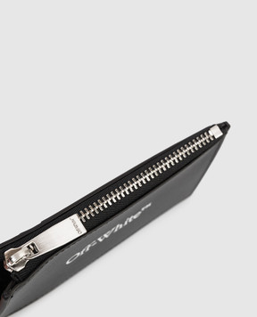 Off-White Black leather cardholder with logo print OMND09TC99LEA001