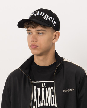 Palm Angels Black cap with contrasting logo embroidery PAMLB001FB005m