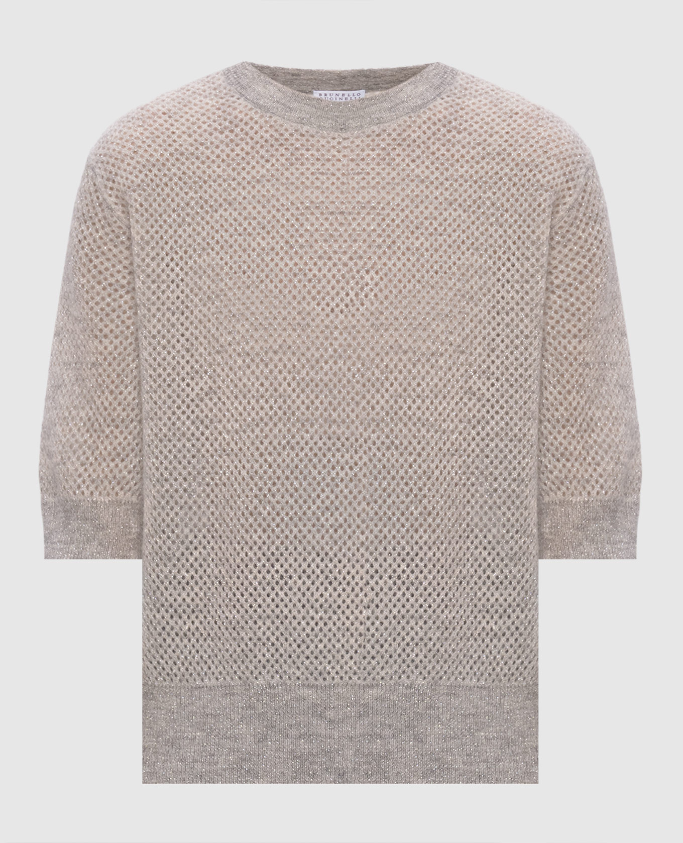 Gray openwork top with lurex wool