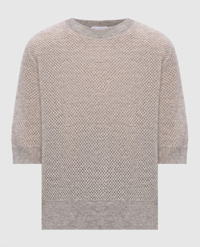 Brunello Cucinelli Gray openwork top with lurex wool MGG270500P