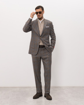 ISAIA Gray wool check suit 521ASI10121155