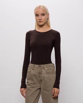 Maison Margiela MM6 Brown bodysuit with emblem S62NA0085S20518