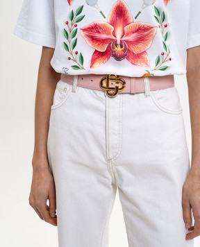 Casablanca Pink leather belt with CC emblem ASP26ACC27103W