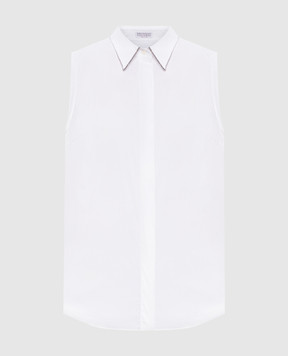 Brunello Cucinelli White sleeveless shirt with monil chain M0091MA616