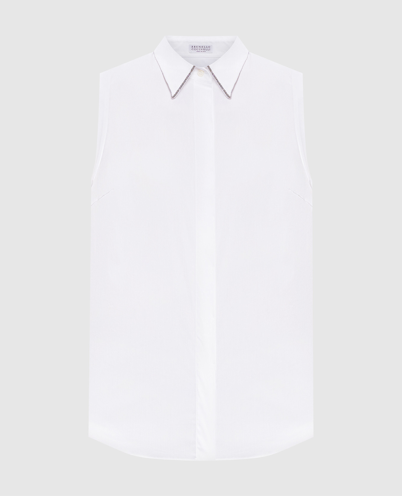 White sleeveless shirt with monil chain