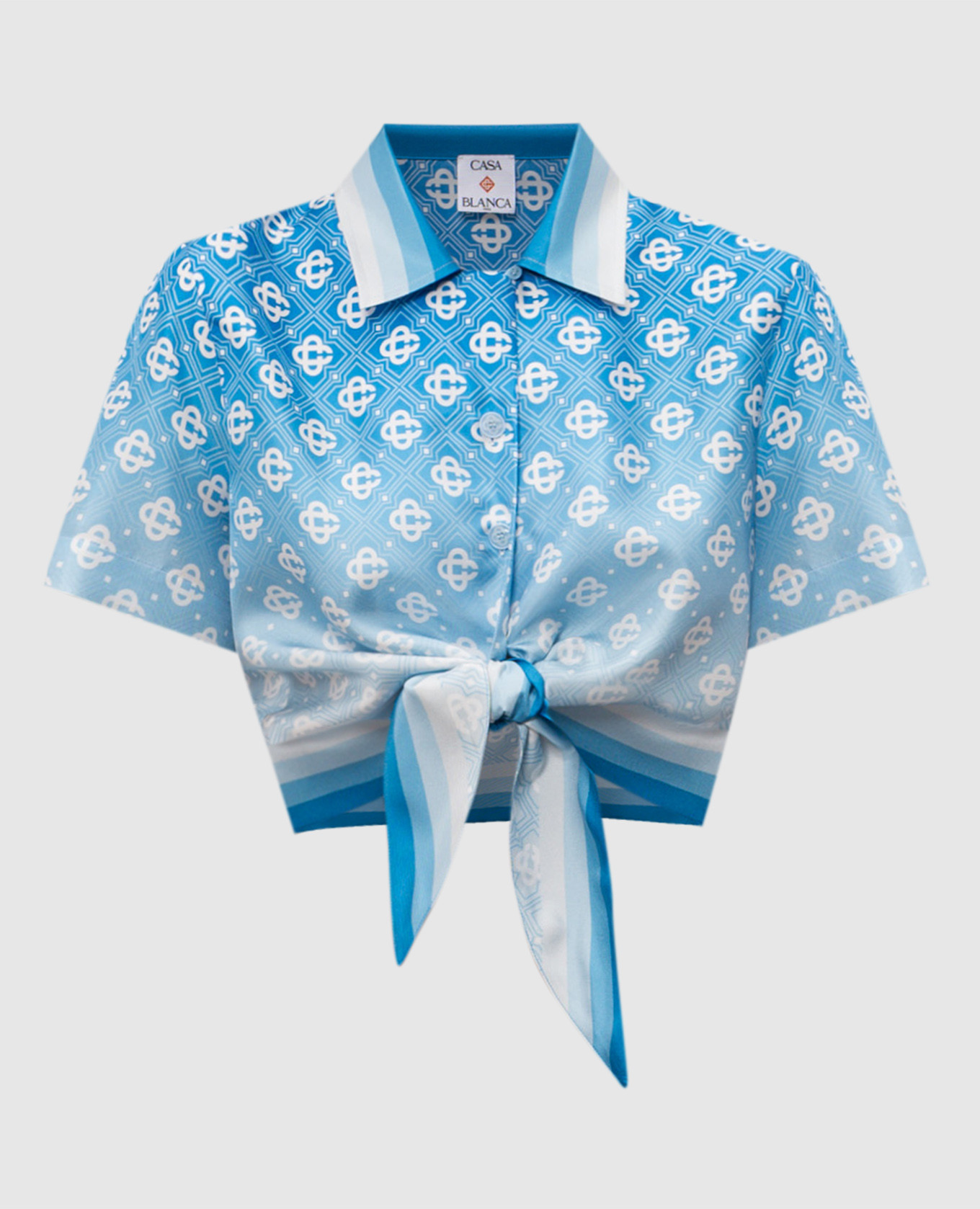 

Blue printed silk blouse Casablanca