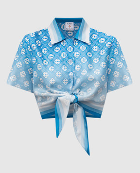 Casablanca Blue printed silk blouse WSS26SH26601