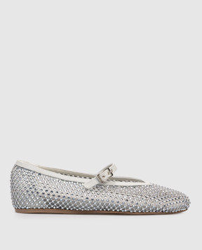 Le Silla GILDA gray ballet flats with crystals 0189C020MTPPSTV
