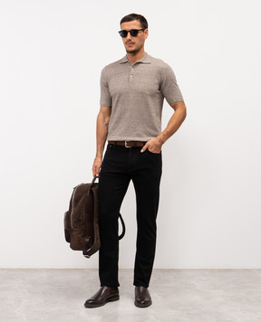 MooRER Black PAVEL jeans with logo patch PAVELDC117