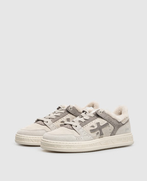 Premiata Quinnd grey suede sneakers with crocodile-embossed fur QUINND8646M
