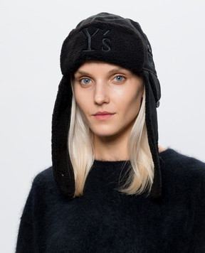 Y`S Yamamoto Black wool earflap hat YVH24195