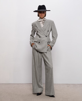 Brunello Cucinelli Gray striped wool pants MG576P9354
