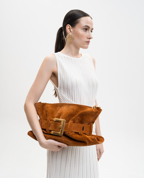 Balmain Anthem brown suede bag GN0KK990LSDD