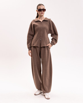 Max Mara CESTO brown wool and cashmere joggers MXSCESTO