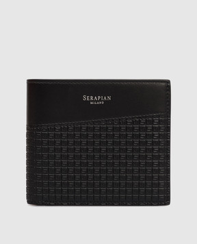 Serapian Black leather wallet with logo SRSTSMSL736711AB06