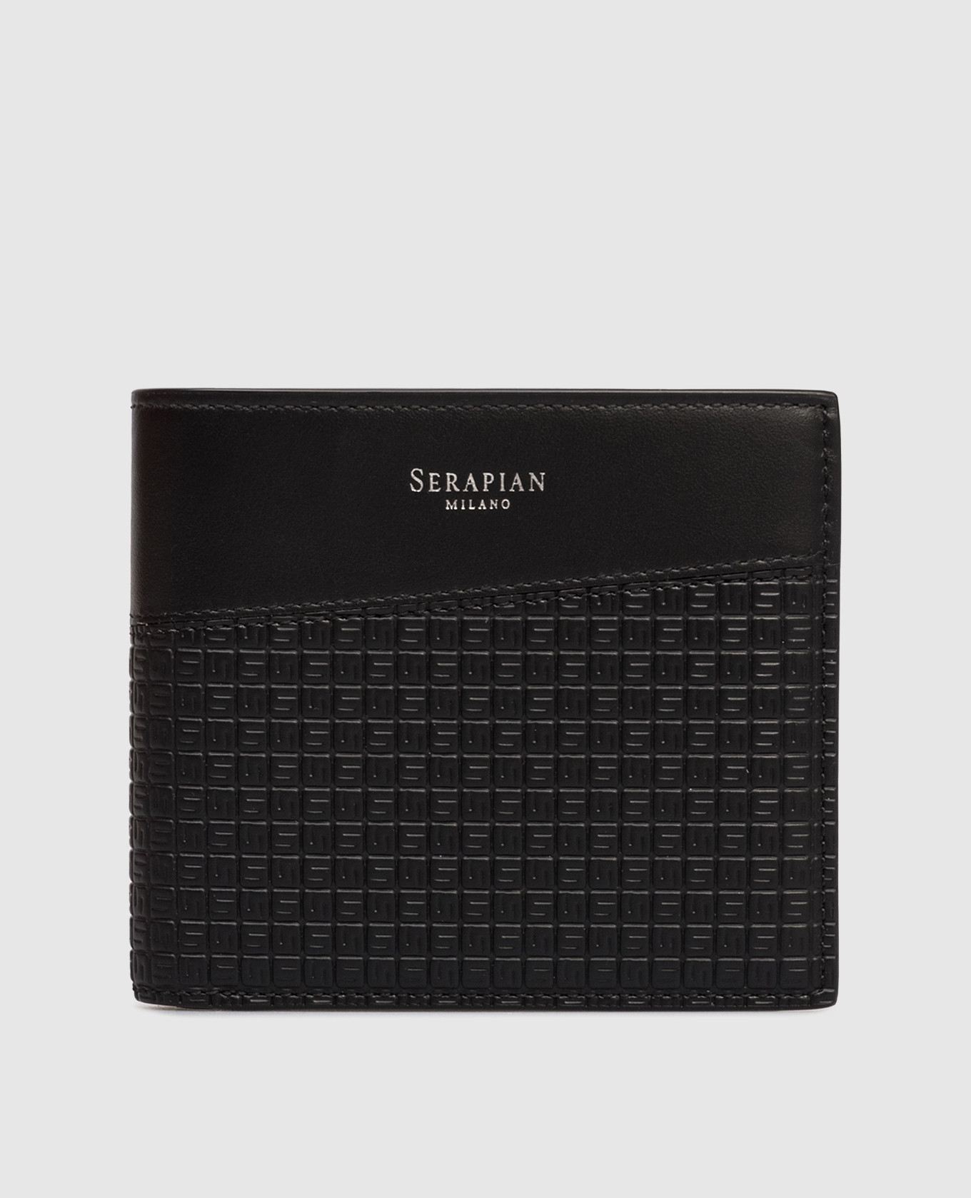 

Black leather wallet with logo Serapian