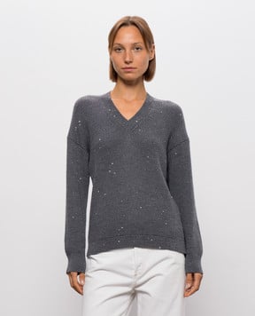 Peserico Gray pullover with sequins A99233F0709336